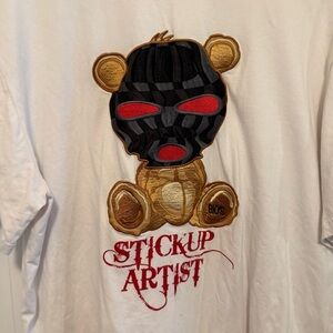 NWOT BKYS Stickup Artist Gangster Masked Teddy Bear T-shirt